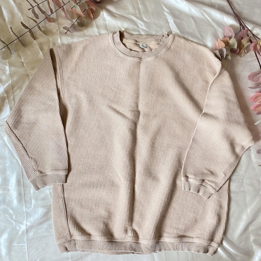 aerie Ribbed Cream Crewneck